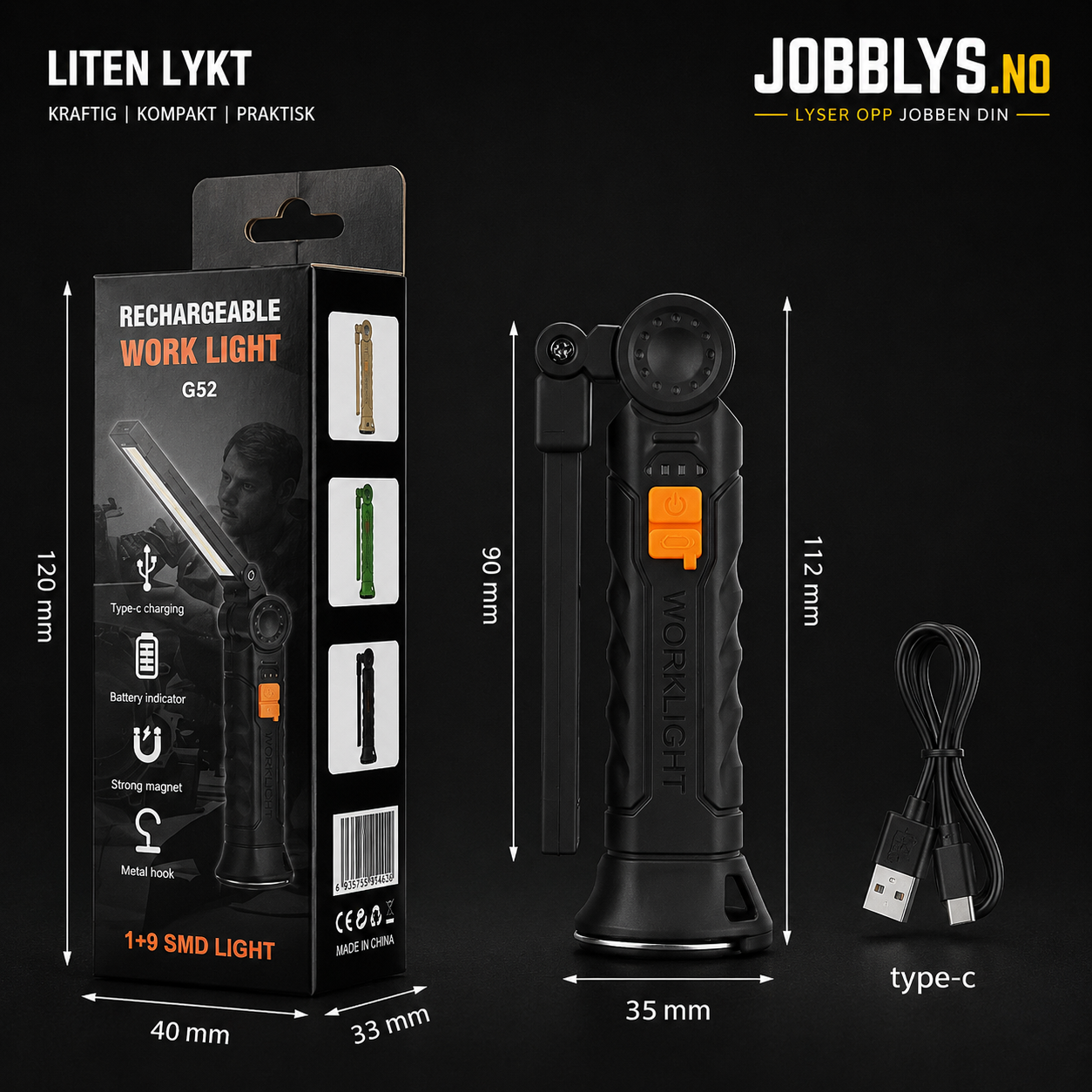 Bærbar COB arbeidslykt
